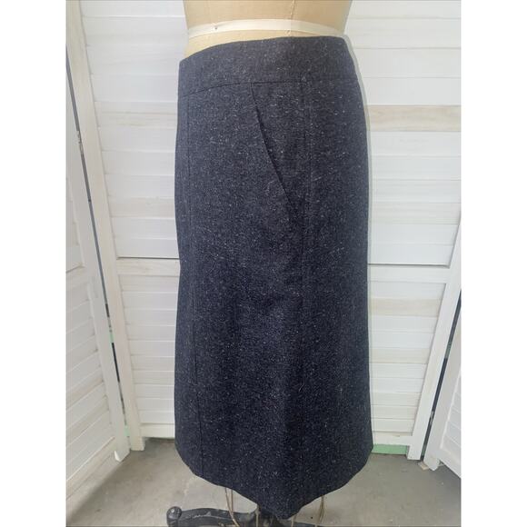 Women’s Zanella Charcoal Gray Tweed Wool Midi Skirt Size 6 Lined Made In Italy - Picture 4 of 9